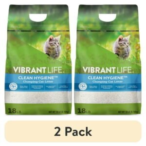 (2 pack) Vibrant Life Clean Hygiene Clumping Cat Litter, 18 lb Bag