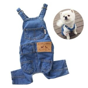 Dog Shirts Clothes Denim Overalls, Pet Jeans Onesies Apparel, Puppy Jean Jacket Sling Jumpsuit Costumes, Blue Pants Clothing for Small Medium Dogs Cats