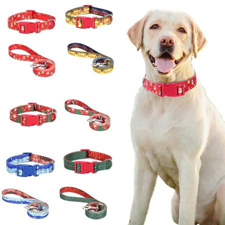 Esaierr Christmas Dog Collar and Leash 2 PCS Outfit,Cozy Adjustable Dogs Puppy Collar for Small Medium Large Breed Dogs
