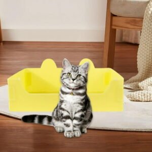EHJRE Cat Litter Box Kitten Travel Toilet Bedpan Waterproof Accessories Adorable Potty Toilet Pet Litter Tray for Indoor Cats Bunny Yellow