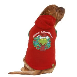 Dr. Seuss’ The Grinch! Holiday Pet Hoodie for Dogs, Merry Grinchmas, Red, Medium