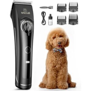 Dog Clippers for Grooming Doodles Poodles Thick Curly Hair,Low Noise Heavy Duty Dog Grooming Kit with Detachable Metal Blades
