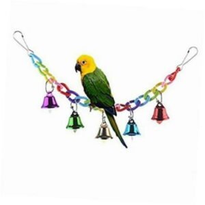 kladzum Bird Parakeet Toys, Swings Hanging Standing Chewing Toy Colorful Pet Cage Pet Bird Supplies