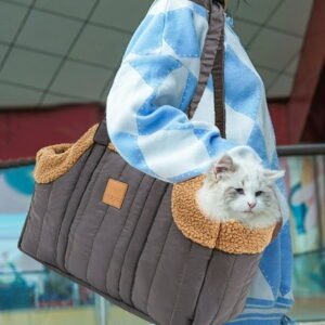 Pet Carrier Purse for Small Dogs, Waterproof Warm Fleece Dog Tote Bag-Hands-Free Shoulder Travel Handbag for Puppy Cat,Portable Large Capacity Carrier for Outdoor Walking,Hiking&Shopping