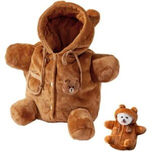 Cat Puppy Plush Outing Backpack, Bear Shape Pet Carrier Bag with Shoulder Strap for Small Dogs and Cats, Breathable Travel Carrier for Outdoor Use