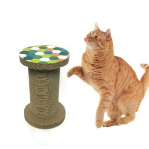 Dependable Industries Classic 10″ Corrugated Cat Scratch Post Pet Toy with Bell Inside