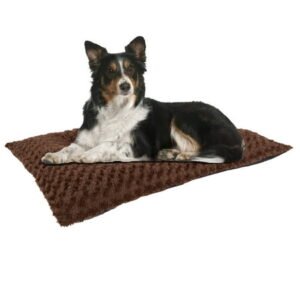 Petmaker Large Dog Crate Pad Faux Fur Pet Bed with Non-Slip Bottom for Crates and Kennels – Brown
