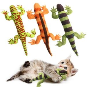Lizard Catnip Toys – Chew Bite Resistant Toys for Indoor Cats – Boredom Relief Teeth Cleaning – Cat Lover Gifts – 3Pcs