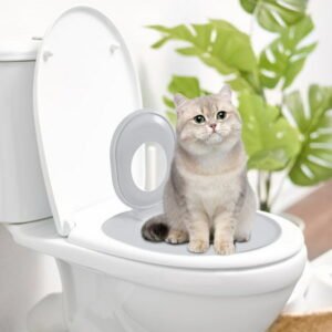 Hot Sell!Cat Toilet Training Kit – Reusable Litter Box Trainer Seat System | Step-By-Step Toilet Training For Cats | Anti- Design For Safety | Easy Clean Pet Potty Trainer