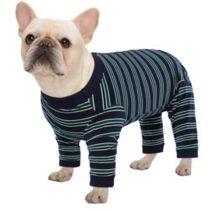 Kuoser Dog Recovery Suit Long Sleeve Dog Onesie after Surgery, Navy Blue, M