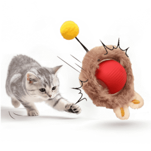 Interactive Cat Toy Ball for Indoor, 2025 New Fast Self Rolling Ball Cat Toy on Carpet, Moving Cat Toy Ball-Plush Style(Red)