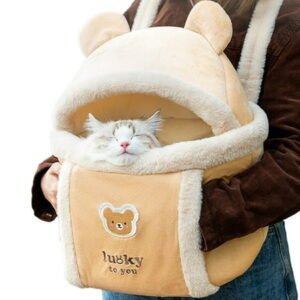 Carrier Bag for Plush Outdoor Backpack Carrier Dog Travel Bag Winter Autumn Windproof Carrier with Hand Warmer