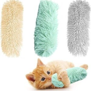 3 Pack Cat Kicker Toys ,Cat Pillows Toys with Sound Paper,11″ Long Soft Plush Cat Toys Interactive Toy,, Catnip Toys for Kitty Chewing Training Interactive
