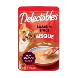 Hartz Delectables Bisque Non-Seafood Lickable Wet Cat Treats, Chicken – 1.4oz, One Pouch