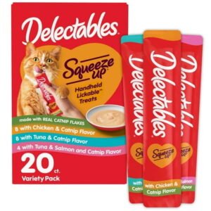Hartz Delectables Squeeze Up Catnip Flavored Variety Pack Lickable Cat Treat, 20ct