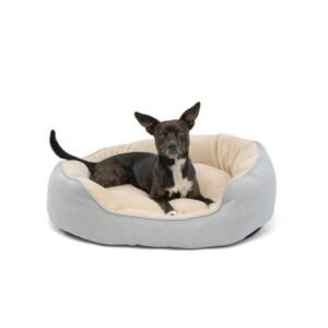 Stay Bowie Dog Bed, Medium Dog, Oval Cuddler Pet Bed, Machine Washable, Size 28″x32″x11″, Color Gray