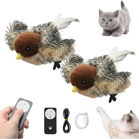 Chirp paws Flapping Bird, Flapping Bird Cat Toy, Simulated Chirping Flapping Wings Bird, Slapping and Chirping Simulated Hunting Toys, for All Breeds Cat with Charging Cable