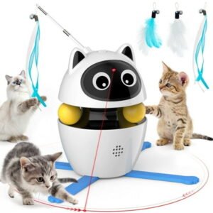 Cornmi Indoor Automatic Cat Toy with Laser, Feather, and Rechargeable Features