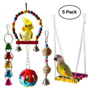 15 Pack Extra Large Bird Toys for Parakeet Toys for Bird Cage Accessories Parakeets Swing Chewing Toys, Dinosam Wooden Bird Toys for Cage Parrots Toys, Bird Training Toys, Parrot Hanging Swing