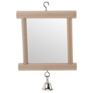 ORDDIART 1Pcs Parrot Toy Bird Mirror Wooden Rectangular Design for Cage Playtime