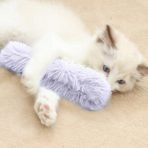 Ikohbadg Cat Catnip Toy Interactive Cat Kicker Toy Soft Plush Kitten Pillow Stick Kitten Chasing Chewing Exercising Catnip Filled Plaything for Puppy Indoor Pet for Cat Lovers Gift, Gray