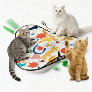 Interactive Hide & Seek Cat Toy for Indoor Cats – Feather Tail,Touch-Activated with Cat Meow/Mouse Squeak/Insect Chirp