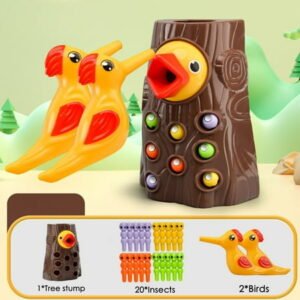 Catch Worm Toy for , Woodpecker Family Fine Motor Skill Game, Magnetic Bird Feeding Activity, Hand-Eye Coordination Toy, Educational Gift