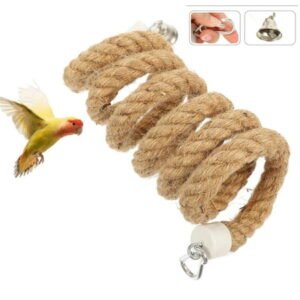 Hanging Rope Toy Parrot Perches for Bird Cages Accessories Spiral Metal Fittings