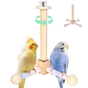 360 ° Spinning Bird Perch Toy for Parrots – Anti-Boredom Stand for Conures, Cockatiels, Lovebirds, Parakeets, Quakers, Caiques
