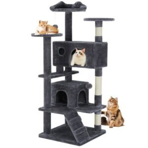CONCETTA 54in Multi-Level Cat Tree Tower for Indoor Cats with Sisal Scratching Post, Dark Gray