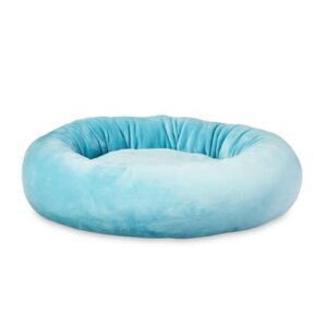 Vibrant Life Bed for Dogs & Cats, Squish Cuddle Bed, Washable, Light Blue, 17″