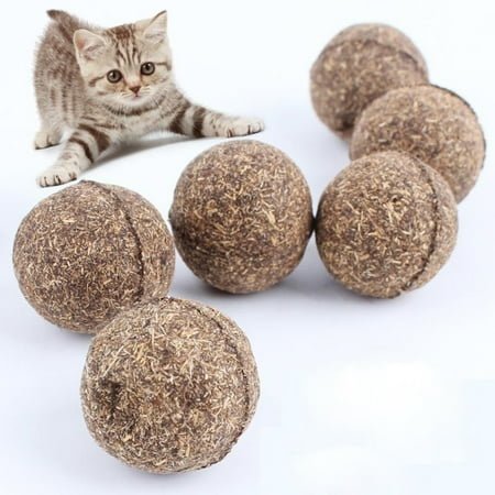 Cdar Catnip Balls, Edible Kitty Toys for Cats Lick, Safe Healthy Kitten Chew Toys, Teeth Cleaning Dental Cat Toy, Cat Treats, 1Pc