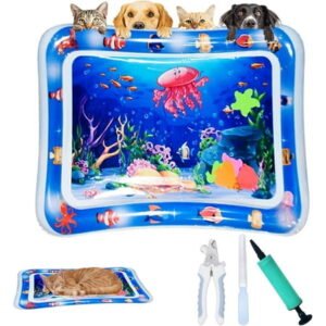 GlowPad, Cat Water Mat with Fish, 24in Thickened Anti-Scratch Water Mat for Cat, Interactive Cat Toy for Indoor Play, Rapid Cooling for Both Indoor Use in Summer for Cats and Dogs