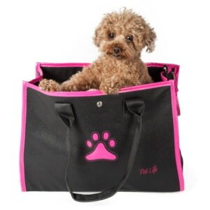 Pet Life ® ‘Posh Paw’ Elegant Leatherette Designer Fashion Travel Pet Dog Carrier Tote