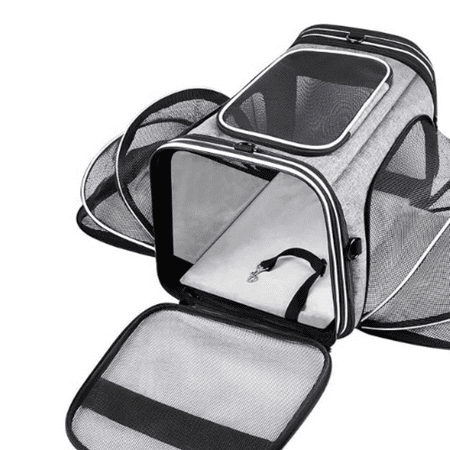 Airline Approved Soft Sided Pet Carrier Top Loading 4 Side Expandable Large Travel Cats Carrier Collapsible with 3 Removable Washable Pads and 3 Pockets for Cats Kitten and Small Dogs