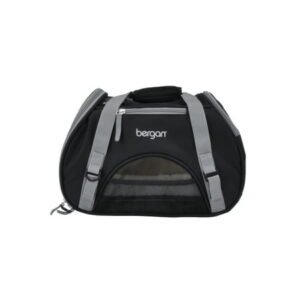 Coastal Pet Bergan Comfort Carrier – Cat and Dog Carrier – Black and Grey, 16″ x 8″ x 11″
