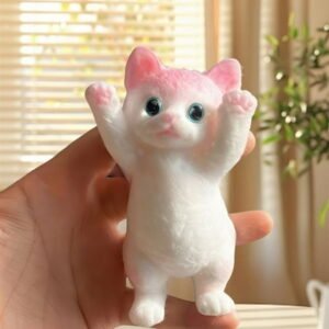 XEOVHV Big Taba Squishy Cat, Fluffy Sticky Soft Realistic Fufu Cat,Stress Relieving Cute Large Cat Toys for Family or Friend(Crown Pink Cat)