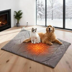 Vagascape Dog Heating Pad (48″x28″) – Waterproof Electric Heated Mat & Pet Bed for Indoor and Outdoor Use, Chew Resistant Cord, Machine Washable Cover with Wheat Pattern Quilting, for Cats and Pets