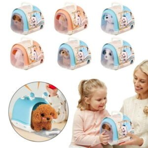 SSNTSY Walking Dog Toy for Kids,Plush Puppy Toy with Cage House,Electronic Interactive Dog Toy,Walking Barking Toddler Dog Toy Realistic Interactive Stuffed Animal,Funny Electronic Interactive Pet Dog