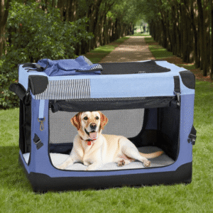 Nomipaw 36 Inch Portable Dog Crate Soft Collapsible,3-Door Blue Travel Pet Crate for Small/Medium Dogs Indoor & Outdoor with Durable Mesh Windows & Storage Bag