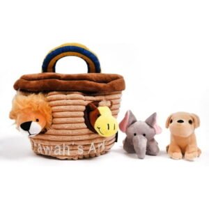 Interactive Hide-and-Seek Burrow Toys, Dog Puzzle Toys,Cute Squeaky Chew Plush Toys, Dog Enrichment Activity Fetch Brain Stimulating Toys for Small Medium and Large Dogs,5 Pack (Noah’s Ark)