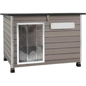 SAEWUD Small Outdoor Dog House for Puppy, Weatherproof Wooden Pet Shelter with Elevated Floor, Ideal for Backyard, Patio & Garden