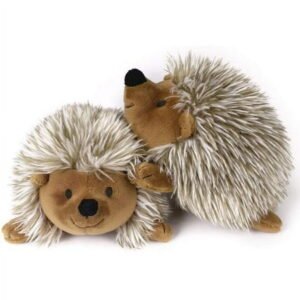 Pawaboo Plush Dog Toy, [2PACK] Non-Toxic Super Soft Faux-Fur Hedgehog Dog Toy Stuffed Biting Training Playing Toys for Dog Puppy, Brown