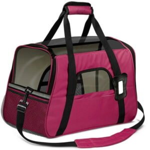 Pet Carrier for Large Small Cats Dogs up to 15 Lbs, Small Dog Carrier Soft Sided, Collapsible Travel Puppy Carrier, Rose Red