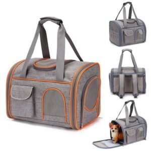 Travelwant Large Pet Travel Carrier,4 Sides Expandable with 2 Mesh Pockets,3 Entry,Washable Pads,Shoulder Strap,Soft Sided Collapsible Dog Carrier