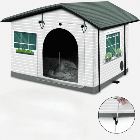 Weatherproof Insulated Heated Cat House with Heated Pad – Elevated Winter Safe Shelter for Outdoor & Feral Cats (20″x16.5″x16″)