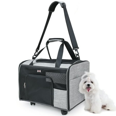 Duuclume Portable Pet Carrier with Wheels, Large Capacity Travel Tote for Dogs and Cats