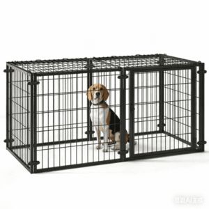 YOKWOK 48″ Metal Wire Dog Crate for Large Dogs with Tray, Double Door, Puppy Dog Cage for Yard Indoor Outdoor Use,XL Dog Cage Kennel,Black(No Base)