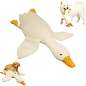 Large Plush White Duck Dog Toy, Goose Dog Toy, Large Plush White Goose, Big Realistic Stuffed Gooses Dog Toys, Interactive Dog Toys for Chewing, Playing & Training (1pcs 50cm/19.69in)