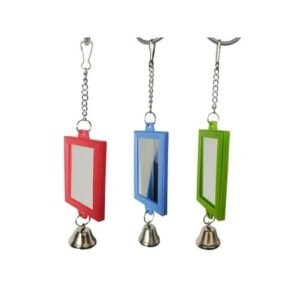 Bird Mirrors for Cage Acrylic Mirror with Bells Plastic Metal Hanging